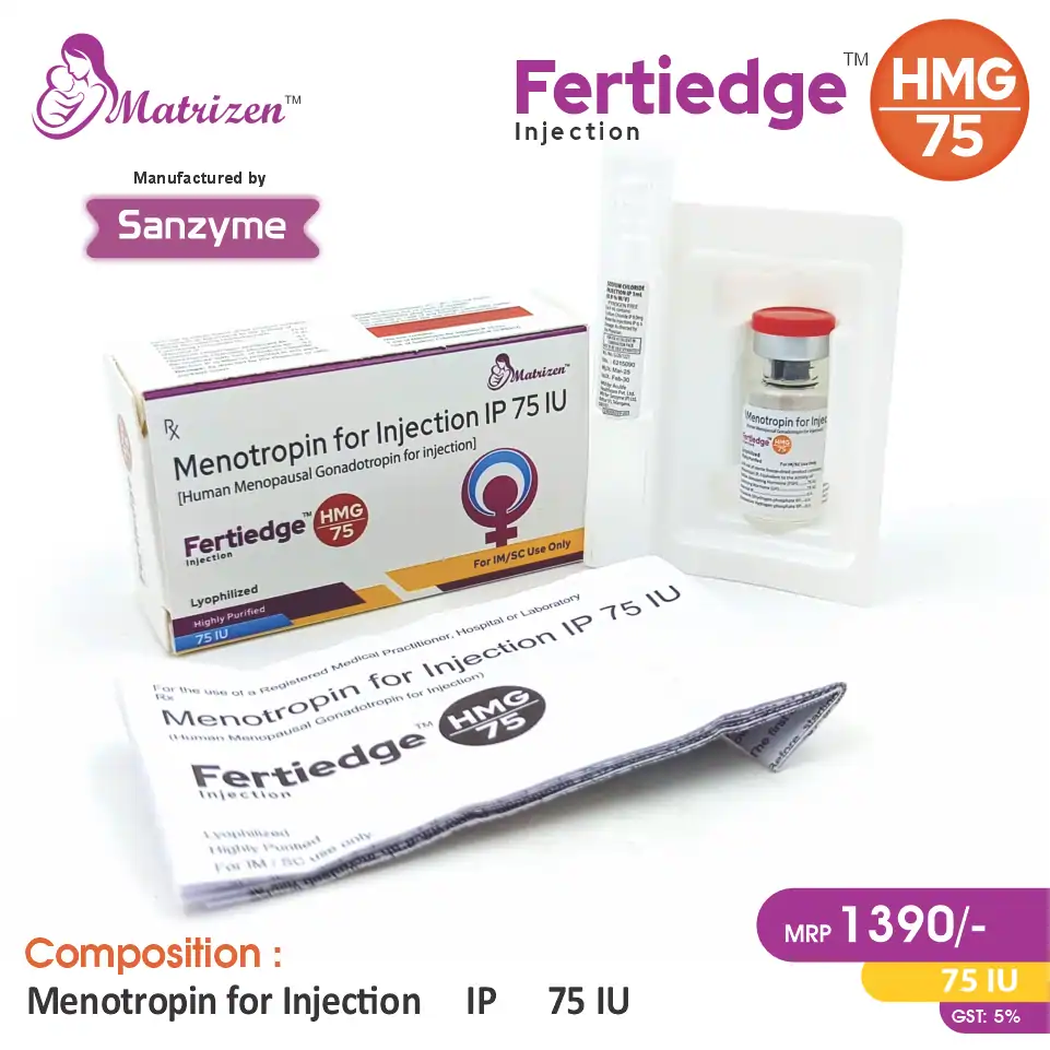 Menotrophin 75IU injection at the best price in PCD Pharma Franchise for hormonal and fertility care.